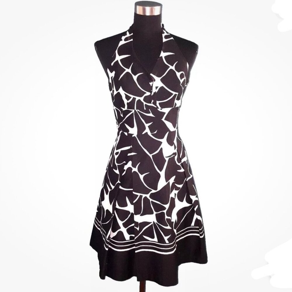 White House Black Market Cotton Fit & Flare A-Line Halter Dress, Size 4